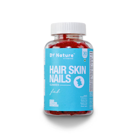 By Nature Hair Skin Nail Vitamin Gummies with Biotin &amp; Folic Acid, 30 gummies (1 month pack)