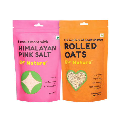 By Nature Rolled Oats, 200g + Himalayan Pink Salt, 400g (Pack of 3, each) - By Nature Everyday Nutrition